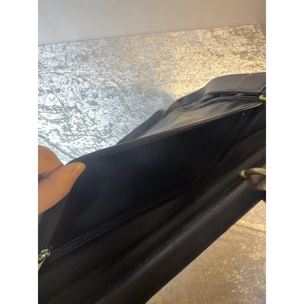 Vintage Coach 0594 Travel Collection Black Leather Briefcase Messenger Bag